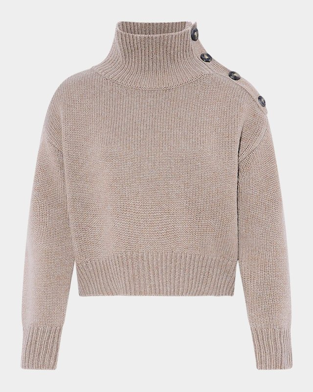Buttoned Wool-Cashmere Sweat